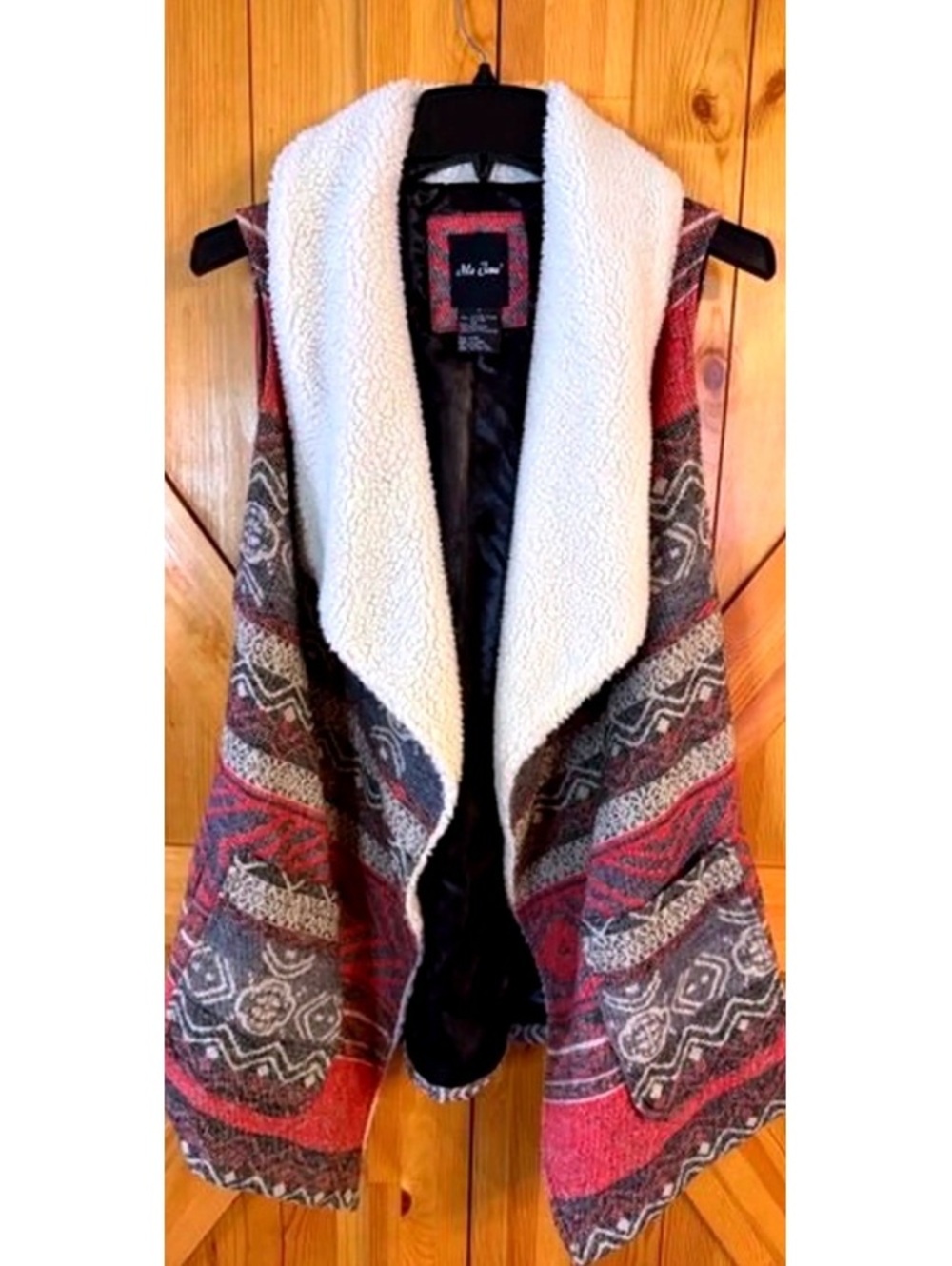 Southwestern style vest red grey bohemian western style